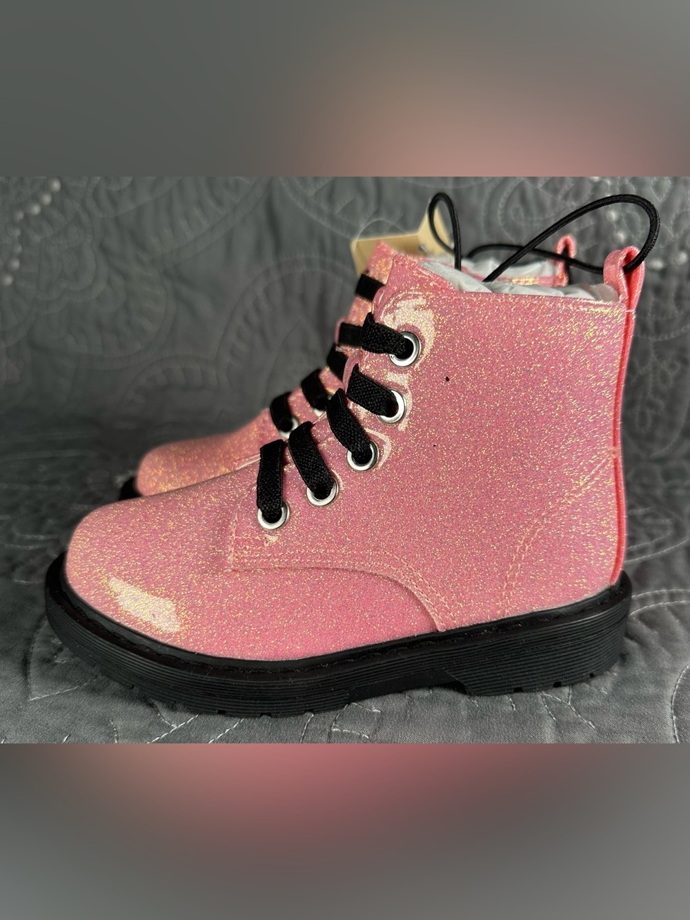 Thereabouts Toddler Girls Lil Reese Glittery Pink Combat Boots NWT Size 7